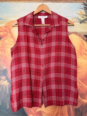 Jones Road 100% linen sleeveless shirt